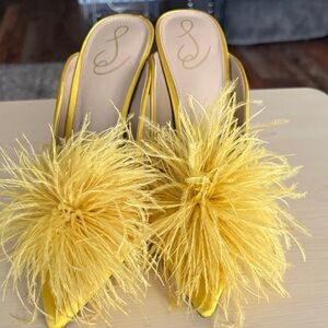 Sam Edelman Yellow Feathered Mules